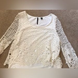 Extra large long sleeve white mesh top